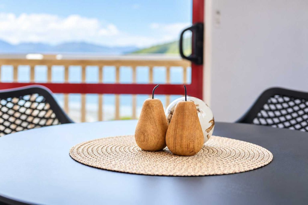 Table by the balcony door